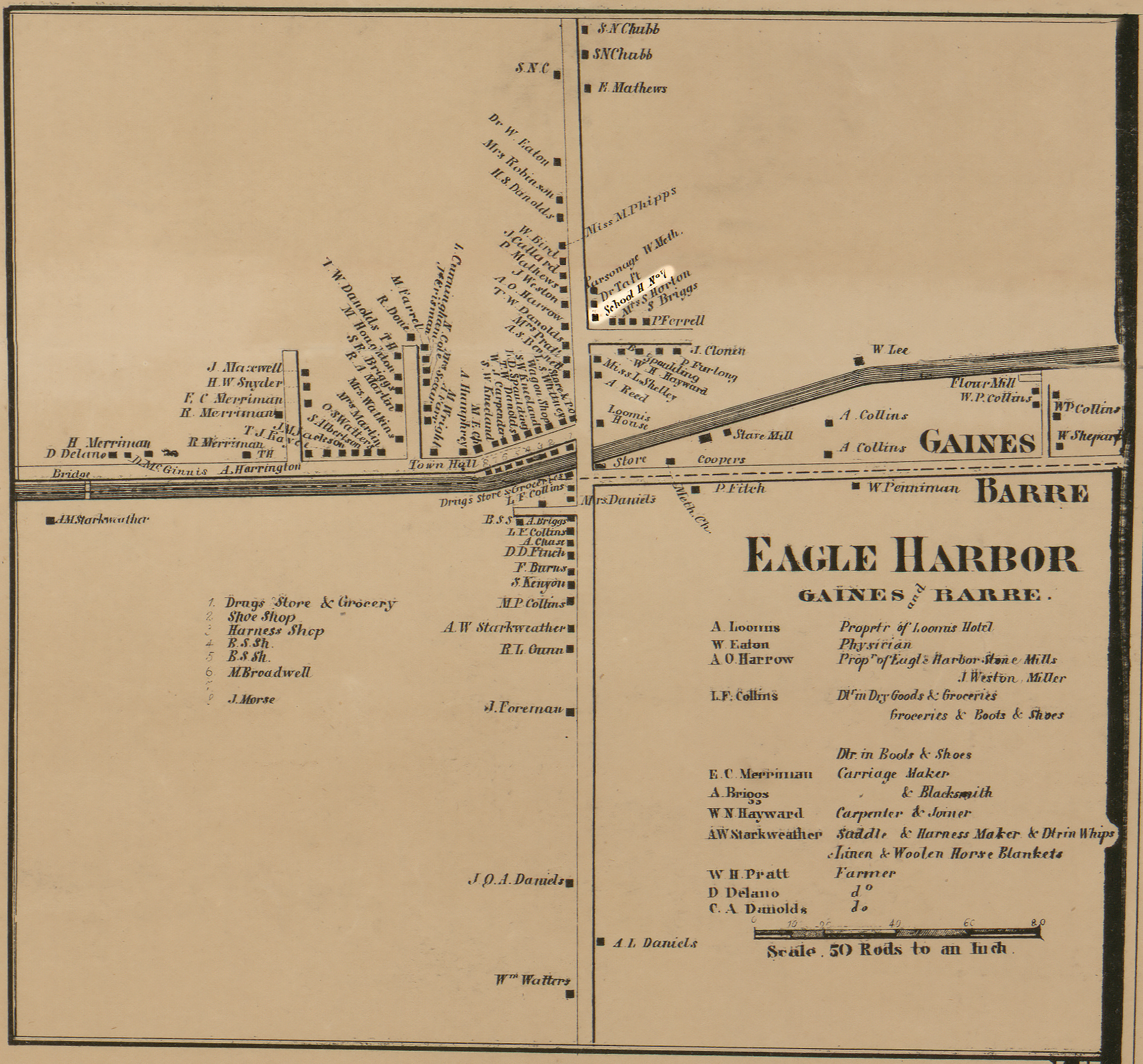 1860 Niagara Orleans Counties Gai-34 Excerpt Map